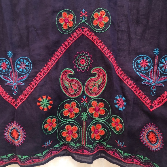 JOHNNY WAS * Indigo Embroidered Peasant/Boho Style Dress - Picture 5 of 9